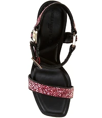 KARL LAGERFELD PARIS Dorcie Ombre Glitter Buckle Hardware Ankle Strap High Heel Sandals