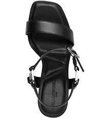 KARL LAGERFELD PARIS Dorcie Leather Buckle Hardware Ankle Strap Dress Sandals