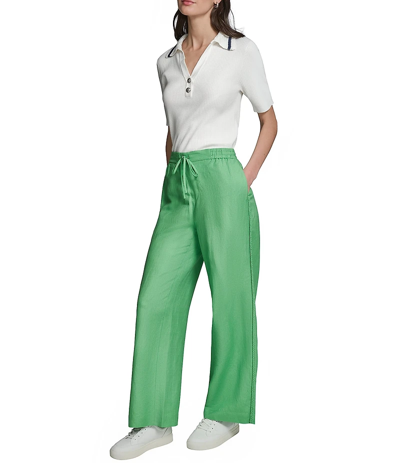 KARL LAGERFELD PARIS Drawstring Wide Leg Pants