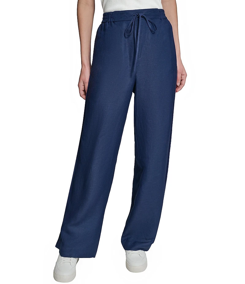 KARL LAGERFELD PARIS Drawstring Wide Leg Pants
