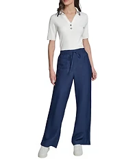 KARL LAGERFELD PARIS Drawstring Wide Leg Pants