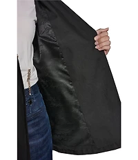 KARL LAGERFELD PARIS Embellish Notch Collar Belted Trench Coat