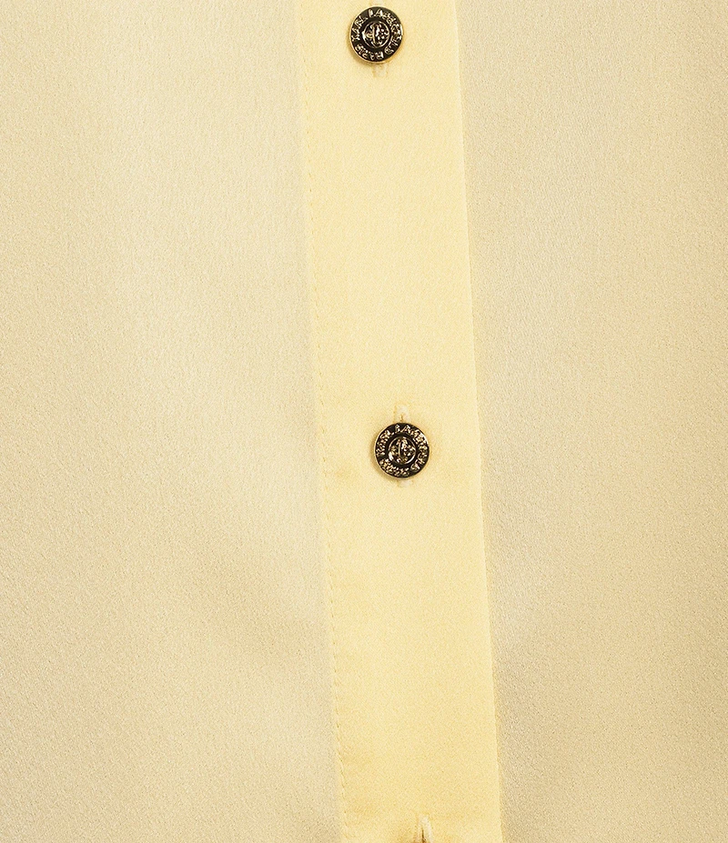 KARL LAGERFELD PARIS Embellished Satin Point Collar Short Sleeve Shirt