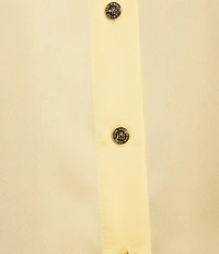 KARL LAGERFELD PARIS Embellished Satin Point Collar Short Sleeve Shirt