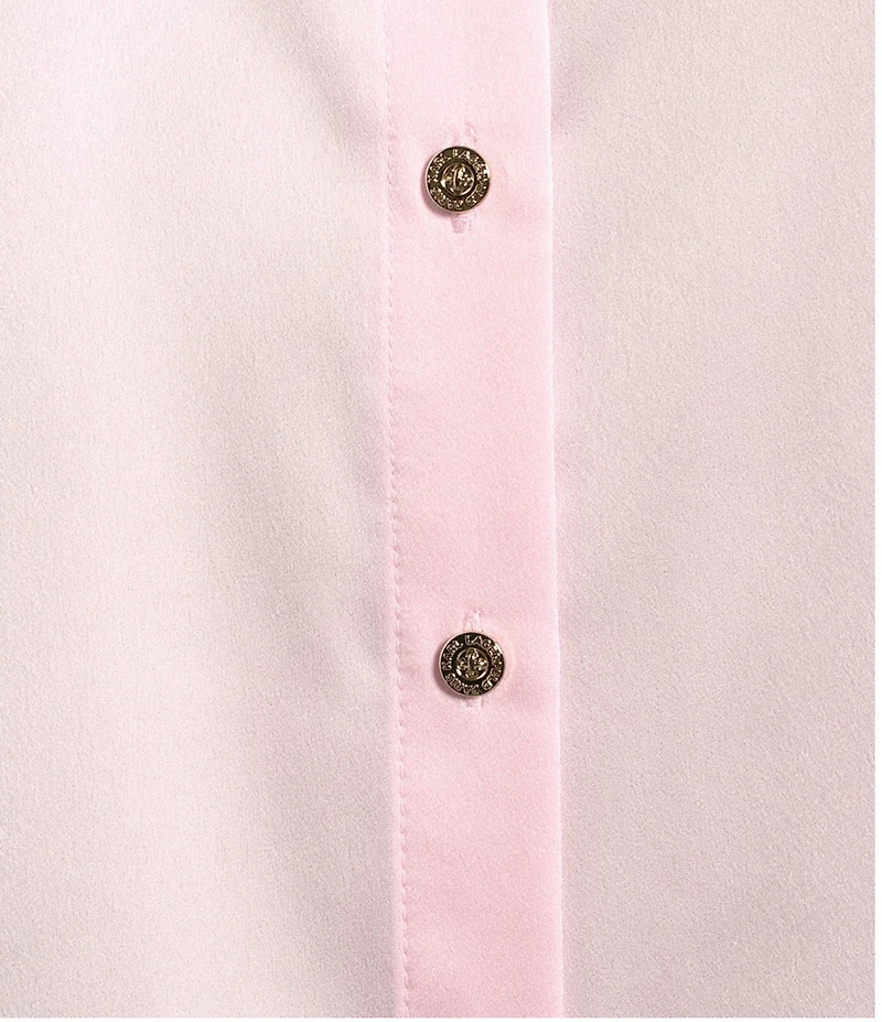 KARL LAGERFELD PARIS Embellished Satin Point Collar Short Sleeve Shirt