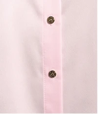 KARL LAGERFELD PARIS Embellished Satin Point Collar Short Sleeve Shirt