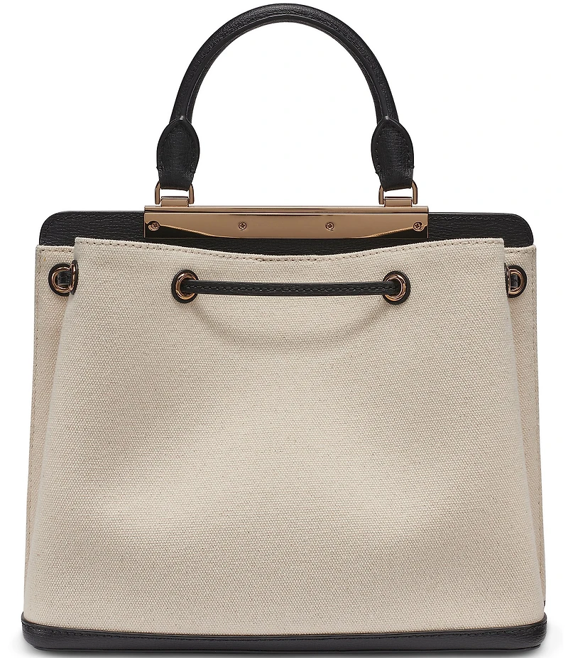 KARL LAGERFELD PARIS Evelina Canvas Drawstring Top Handle Bucket Bag