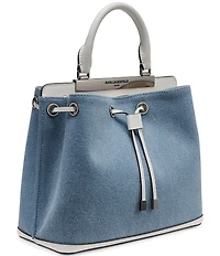 KARL LAGERFELD PARIS Evelina Denim Drawstring Top Handle Bucket Bag