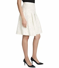 KARL LAGERFELD PARIS Eyelet Embroidered Midi A-Line Skirt