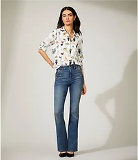 KARL LAGERFELD PARIS Flare Leg Stretch Denim Sailor Jeans