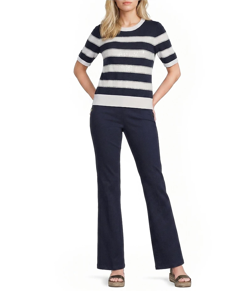 KARL LAGERFELD PARIS Flat Front Wide Leg Sailor Pants