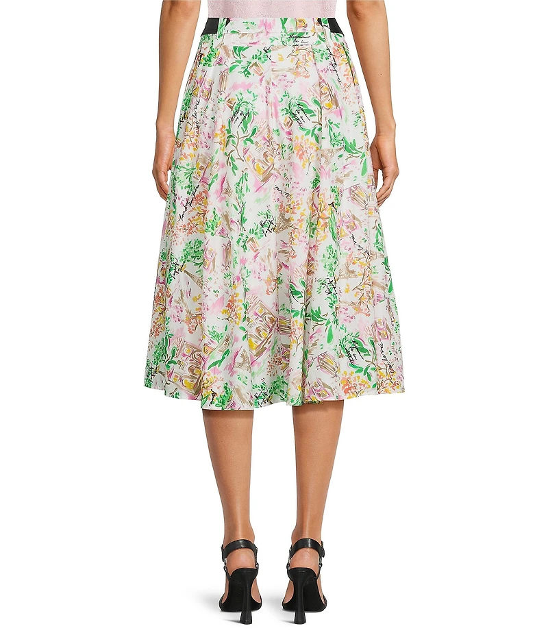 KARL LAGERFELD PARIS Floral Belted Midi Skirt