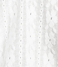 KARL LAGERFELD PARIS Floral Eyelet Knit Polo Collar Short Sleeve Top