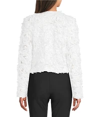 KARL LAGERFELD PARIS Floral Novelty Round Neck Long Sleeve Button Front Jacket