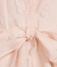 KARL LAGERFELD PARIS Floral Organza Collared Long Sleeve Belted Shirt Dress