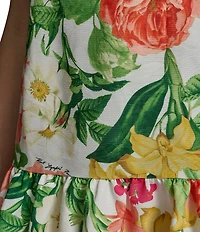 KARL LAGERFELD PARIS Floral Print Halter Flounce Mini Dress