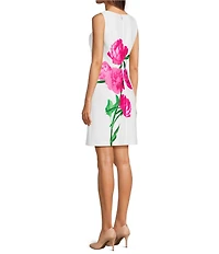 KARL LAGERFELD PARIS Floral Print Square Neck Sleeveless Dress