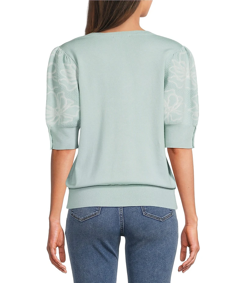 KARL LAGERFELD PARIS Floral Print V-Neck Short Sleeve Top