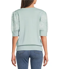 KARL LAGERFELD PARIS Floral Print V-Neck Short Sleeve Top