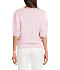 KARL LAGERFELD PARIS Floral Print V-Neck Short Sleeve Top