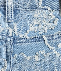 KARL LAGERFELD PARIS Floral Straight Leg Jacquard Denim Jeans