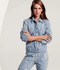 KARL LAGERFELD PARIS Floral Straight Leg Jacquard Denim Jeans