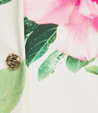 KARL LAGERFELD PARIS Floral Twill Notch Collar Long Sleeve Blazer