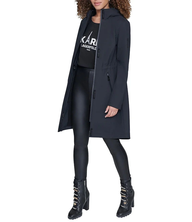 KARL LAGERFELD PARIS Funnel Collar Hooded Parka Jacket