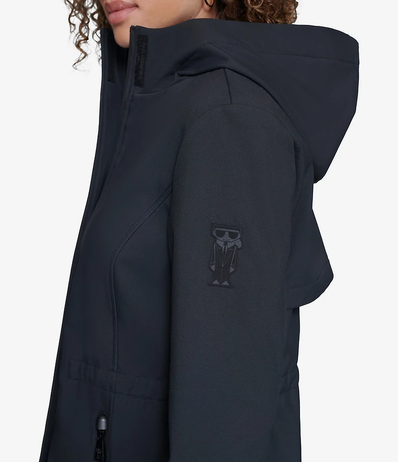 KARL LAGERFELD PARIS Funnel Collar Hooded Parka Jacket