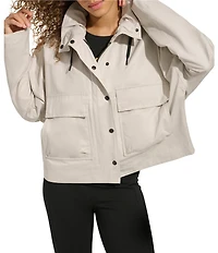 KARL LAGERFELD PARIS Funnel Collar Oversize Fit Snap Front Jacket