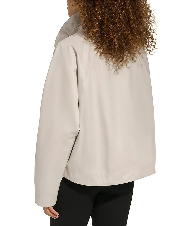 KARL LAGERFELD PARIS Funnel Collar Oversize Fit Snap Front Jacket