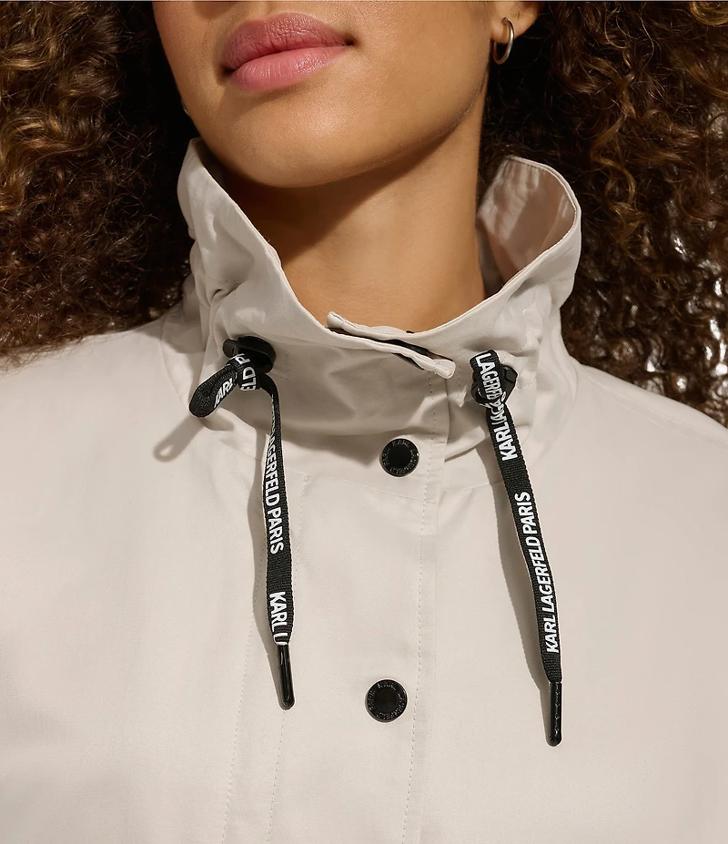 KARL LAGERFELD PARIS Funnel Collar Oversize Fit Snap Front Jacket
