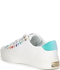 KARL LAGERFELD PARIS Galva Leather Whipstitch Lace Up Sneakers