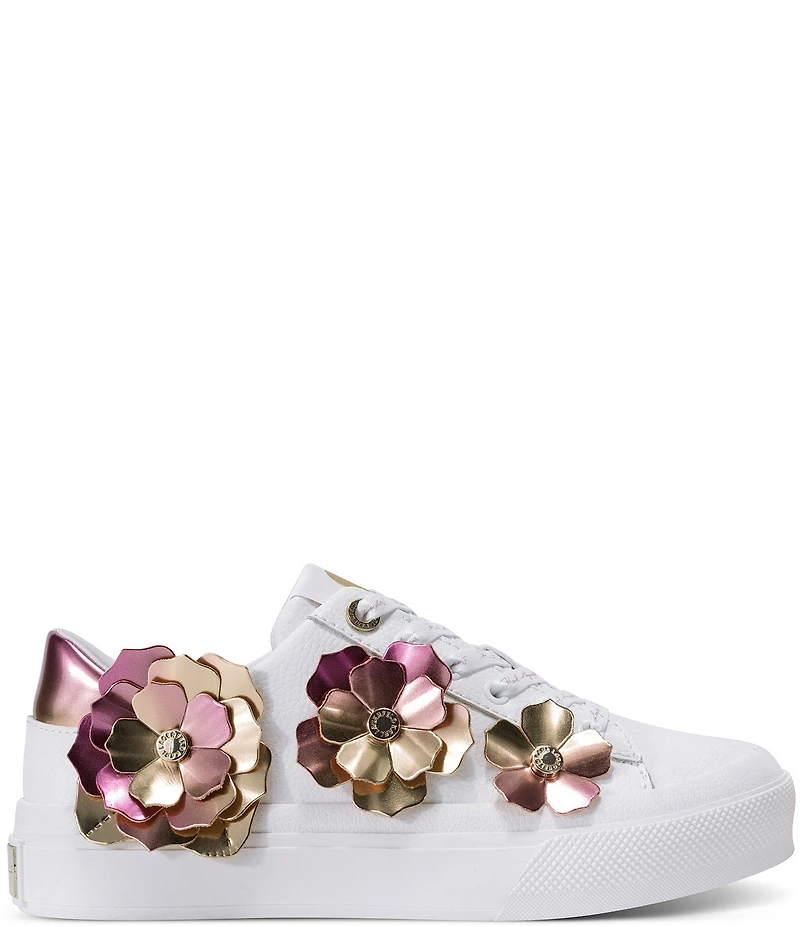 KARL LAGERFELD PARIS Georgia Leather Floral Ornament Sneakers