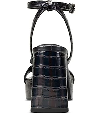 KARL LAGERFELD PARIS Haden Croc Print Floral Ornament Ankle Strap Dress Sandals