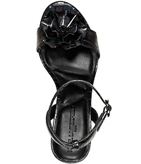 KARL LAGERFELD PARIS Haden Croc Print Floral Ornament Ankle Strap Dress Sandals