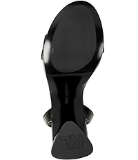 KARL LAGERFELD PARIS Haden Croc Print Floral Ornament Ankle Strap Dress Sandals