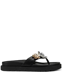 KARL LAGERFELD PARIS Hayze Fleur Flower Ornament Flip Flip Footbed Sandals