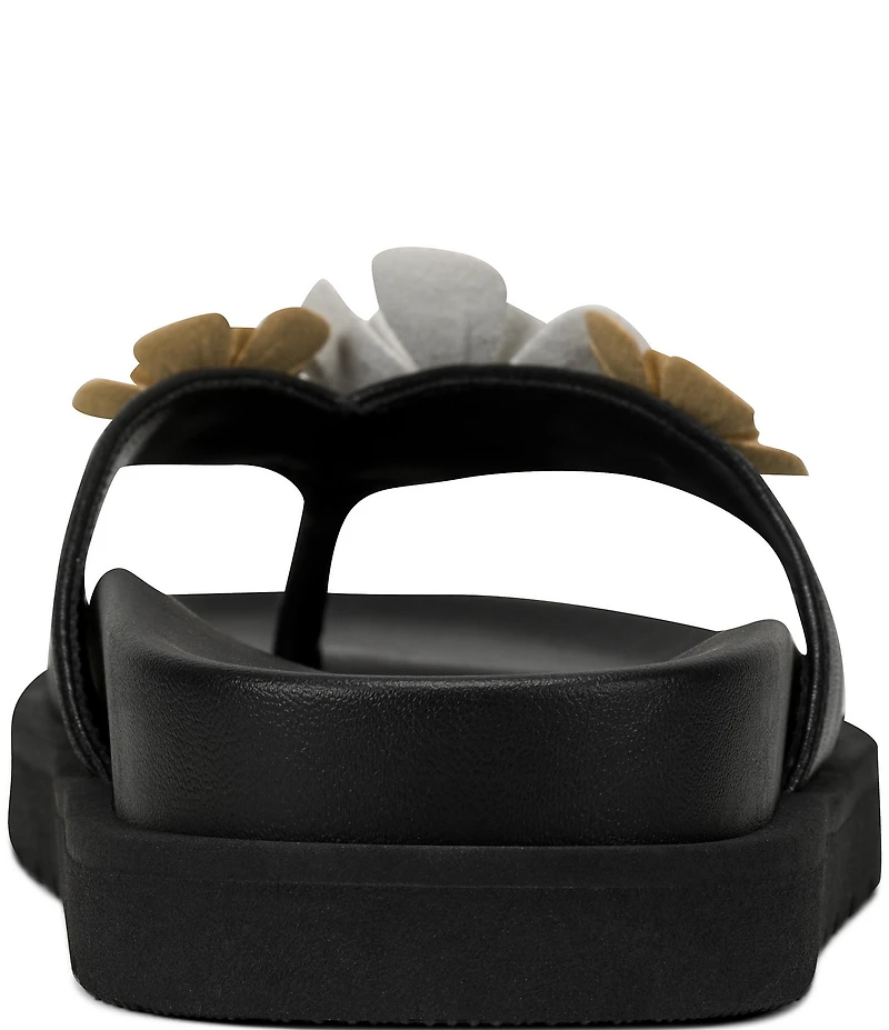 KARL LAGERFELD PARIS Hayze Fleur Flower Ornament Flip Flip Footbed Sandals