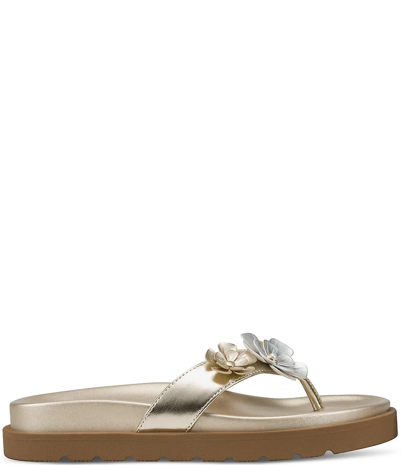 KARL LAGERFELD PARIS Hayze Fleur Flower Ornament Flip Flip Footbed Sandals