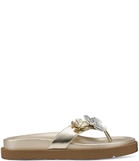 KARL LAGERFELD PARIS Hayze Fleur Flower Ornament Flip Flip Footbed Sandals