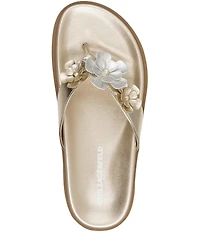 KARL LAGERFELD PARIS Hayze Fleur Flower Ornament Flip Flip Footbed Sandals