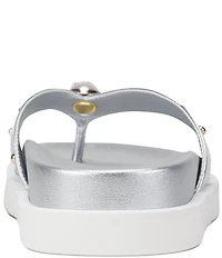 KARL LAGERFELD PARIS Hayze Pearl Studded Flip Flip Footbed Sandals