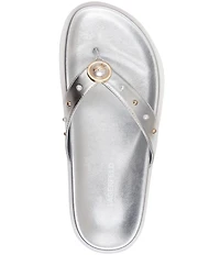 KARL LAGERFELD PARIS Hayze Pearl Studded Flip Flip Footbed Sandals
