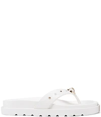 KARL LAGERFELD PARIS Hayze Pearl Studded Flip Flip Footbed Sandals