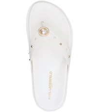 KARL LAGERFELD PARIS Hayze Pearl Studded Flip Flip Footbed Sandals