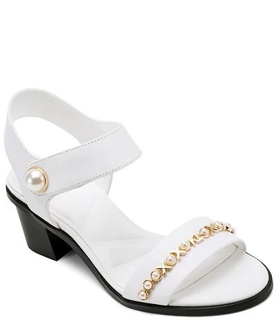 KARL LAGERFELD PARIS Hemmy Pearl Banded Block Heel Sandals