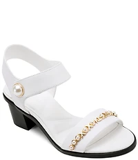 KARL LAGERFELD PARIS Hemmy Pearl Banded Block Heel Sandals