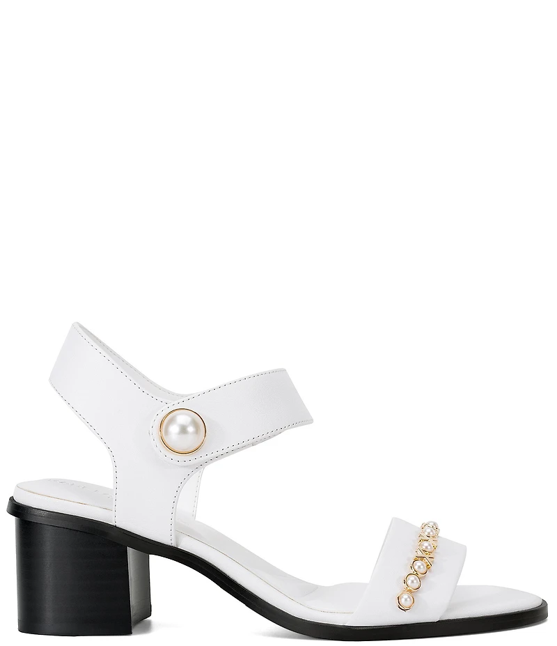 KARL LAGERFELD PARIS Hemmy Pearl Banded Block Heel Sandals