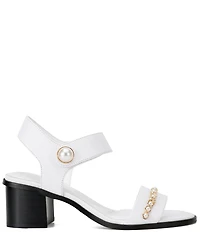 KARL LAGERFELD PARIS Hemmy Pearl Banded Block Heel Sandals